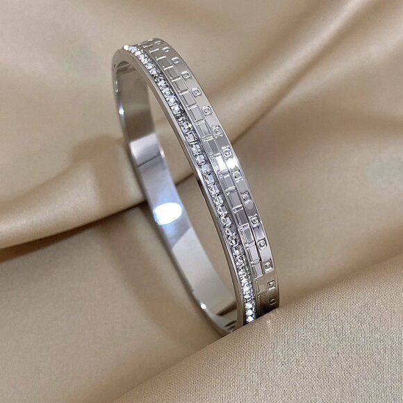 2ct Diamond 14K White Gold Womens Bangle Bracelet 14 K Sterling Silver Jewelry